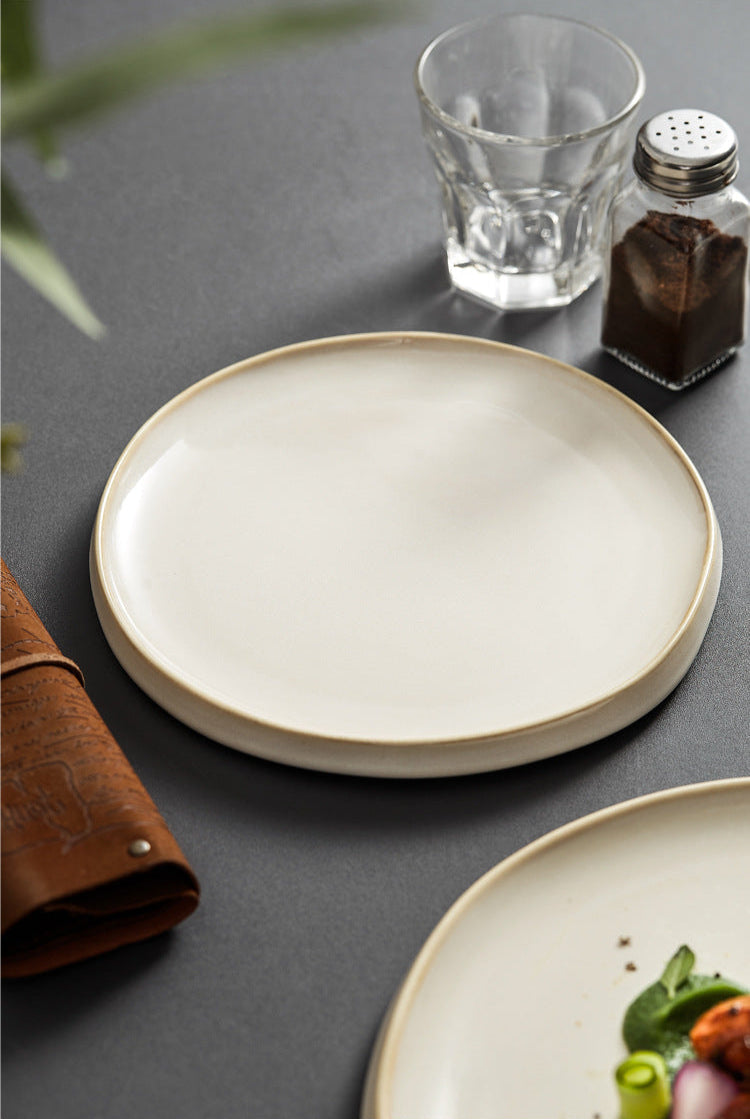 Japanese Creative Ceramic Dinner Plate – Large Flat Western-Style Stea
