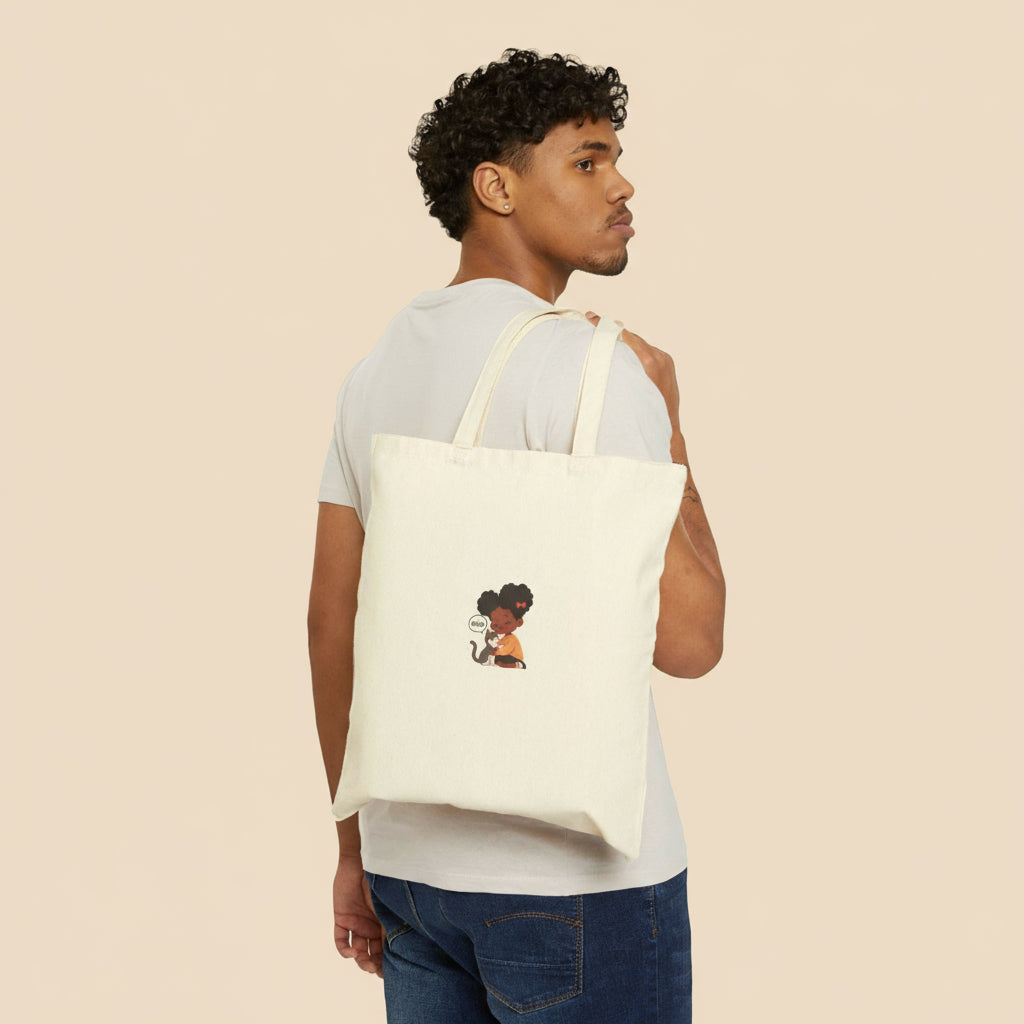 Eco-friendly coton tote bag with cat illustration