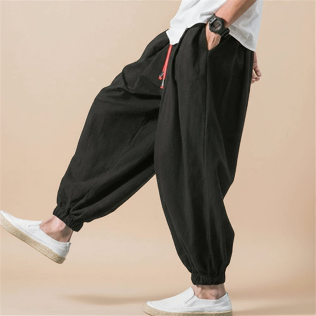 Linen Blend Harem Pants – Oversized Fit