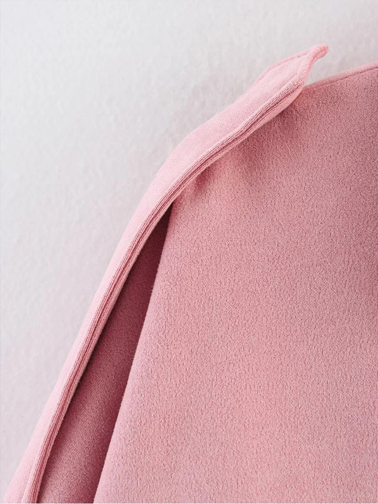 TFMLN Women Suede Bomber Jacket Spring New Fashion Long Sleeve Zipper